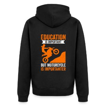 Motorcycle Is Importanter - Unisex Premium Organic Zip Hoodie - black - Back - Nico (187cm)