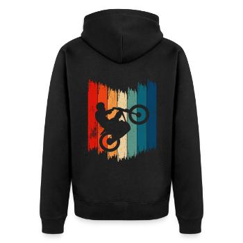 Vintage Motorbike Retro Motorcycling - Unisex Premium Bio Zip Hoodie - Schwarz - Hinten - Nico (187cm)