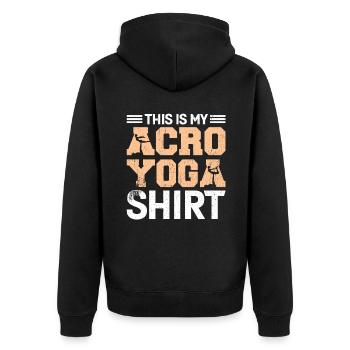 Acro Yoga This Is My Acroyoga Shirt - Unisex Premium Bio Zip Hoodie - Schwarz - Hinten - Nico (187cm)