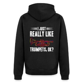J’aime vraiment les trompettes ok - Veste à capuche bio Premium Unisexe - noir - Dos - Nico (187cm)