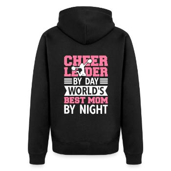 Cheerleader By Day World's Best Mom By Night - Unisex Premium Organic Zip Hoodie - black - Back - Nico (187cm)