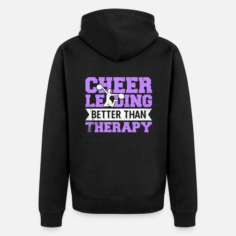 Cheerleading Better Than Therapy - Unisex Premium Bio Zip Hoodie - Schwarz