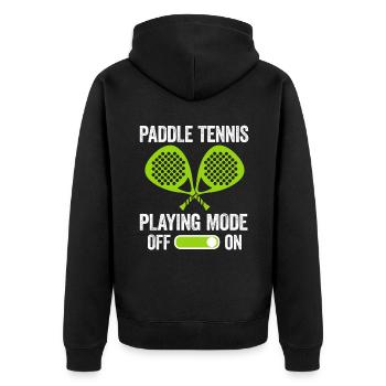Paddle Tennis Playing Mode Paddle Tennis - Unisex Premium Organic Zip Hoodie - black - Back - Nico (187cm)