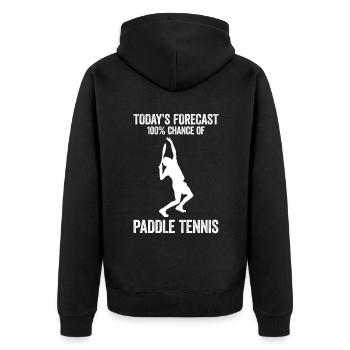 Les prévisions d’aujourd’hui 100% de chances de paddle-tennis - Veste à capuche bio Premium Unisexe - noir - Dos - Nico (187cm)