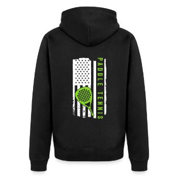 Paddle Tennis Flag USA Paddle Tennis - Unisex Premium Organic Zip Hoodie - black - Back - Nico (187cm)