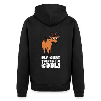 My goat thinks I'm cool - Unisex Premium Organic Zip Hoodie - black - Back - Nico (187cm)