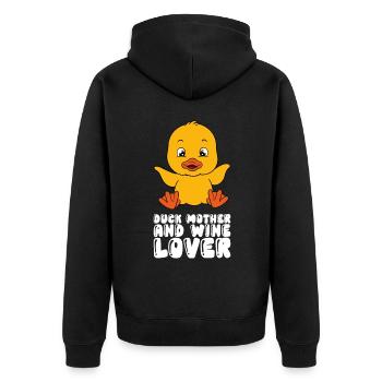 Lustige Enten Süße Ente - Unisex Premium Bio Zip Hoodie - Schwarz - Hinten - Nico (187cm)