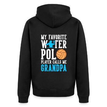 Water Polo Player Calls Me Grandpa - Unisex Premium Bio Zip Hoodie - Schwarz - Hinten - Nico (187cm)