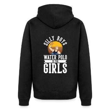 Le water-polo Silly Boys est pour les filles - Veste à capuche bio Premium Unisexe - noir - Dos - Nico (187cm)