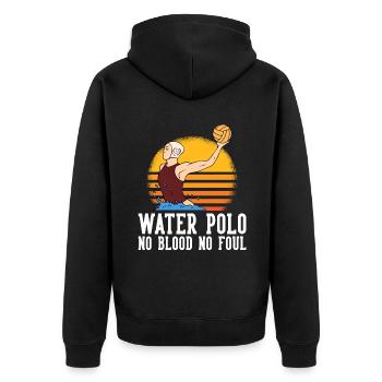 Water Polo No Blood No Foul - Unisex Premium Bio Zip Hoodie - Schwarz - Hinten - Nico (187cm)