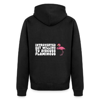 Funny flamingo - Unisex Premium Organic Zip Hoodie - black - Back - Nico (187cm)