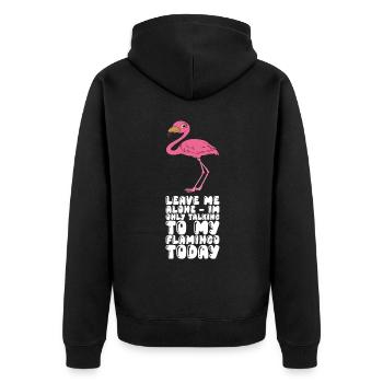 Funny flamingo - Unisex Premium Organic Zip Hoodie - black - Back - Nico (187cm)