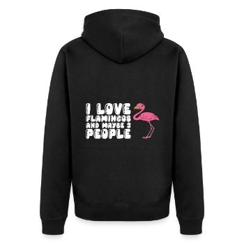 Funny flamingo - Unisex Premium Organic Zip Hoodie - black - Back - Nico (187cm)