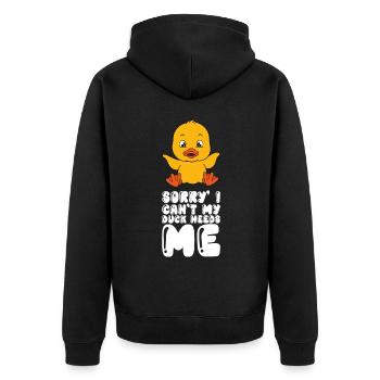 Lustige Ente Süße Enten - Unisex Premium Bio Zip Hoodie - Schwarz - Hinten - Nico (187cm)
