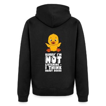 Lustige Ente Süße Enten - Unisex Premium Bio Zip Hoodie - Schwarz - Hinten - Nico (187cm)