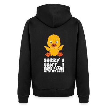 Lustige Ente Süße Enten - Unisex Premium Bio Zip Hoodie - Schwarz - Hinten - Nico (187cm)