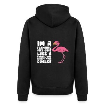 Funny flamingo - Unisex Premium Organic Zip Hoodie - black - Back - Nico (187cm)