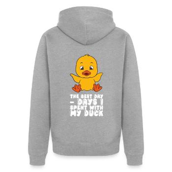 Drôle de canard Canards mignons - Veste à capuche bio Premium Unisexe - gris chiné - Dos - Nico (187cm)