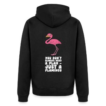 Funny flamingo - Unisex Premium Organic Zip Hoodie - black - Back - Nico (187cm)