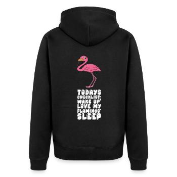 Funny flamingo - Unisex Premium Organic Zip Hoodie - black - Back - Nico (187cm)
