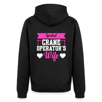 Crane Operator Spoiled Crane Operator's Wife - Unisex Premium Organic Zip Hoodie - black - Back - Nico (187cm)