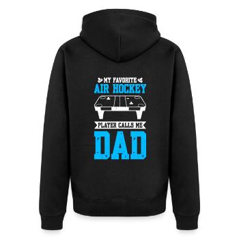 Favorite Air Hockey Player Calls Me Dad - Unisex Premium Bio Zip Hoodie - Schwarz - Hinten - Nico (187cm)