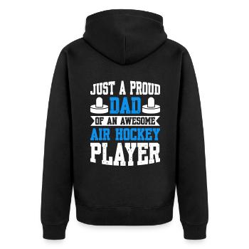 Proud Dad Of An Air Hockey Player - Unisex Premium Bio Zip Hoodie - Schwarz - Hinten - Nico (187cm)