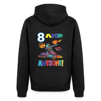8 And Awesome Birthday Astronaut - Unisex Premium Organic Zip Hoodie - black - Back - Nico (187cm)