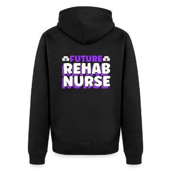 Future Rehab Nurse - Unisex Premium Bio Zip Hoodie - Schwarz - Hinten - Nico (187cm)