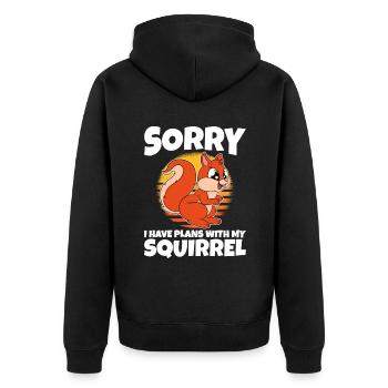 Sorry I Have Plans With My Squirrel - Unisex Premium Organic Zip Hoodie - black - Back - Nico (187cm)