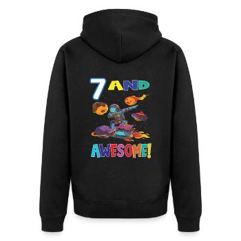 7 And Awesome Birthday Astronaut - Unisex Premium Organic Zip Hoodie - black - Back - Nico (187cm)