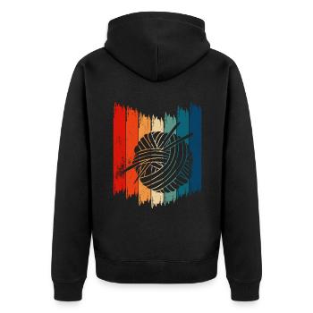 Retro Crochet Vintage Crochet - Unisex Premium Organic Zip Hoodie - black - Back - Nico (187cm)