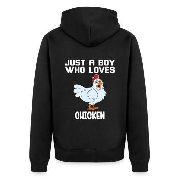 Lustiger Hühner Spruch Huhn - Unisex Premium Bio Zip Hoodie - Schwarz - Hinten - Nico (187cm)