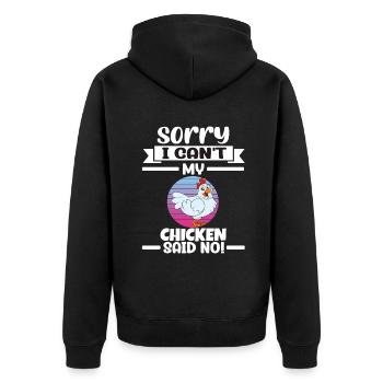 Lustiger Hühner Spruch Huhn - Unisex Premium Bio Zip Hoodie - Schwarz - Hinten - Nico (187cm)