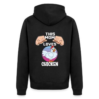 Lustiger Hühner Spruch Huhn - Unisex Premium Bio Zip Hoodie - Schwarz - Hinten - Nico (187cm)