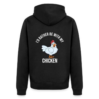 Lustiger Hühner Spruch Huhn - Unisex Premium Bio Zip Hoodie - Schwarz - Hinten - Nico (187cm)