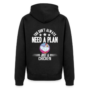 Lustiger Hühner Spruch Huhn - Unisex Premium Bio Zip Hoodie - Schwarz - Hinten - Nico (187cm)