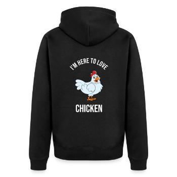 Lustiger Hühner Spruch Huhn - Unisex Premium Bio Zip Hoodie - Schwarz - Hinten - Nico (187cm)