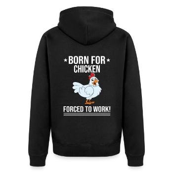 Lustiger Hühner Spruch Huhn - Unisex Premium Bio Zip Hoodie - Schwarz - Hinten - Nico (187cm)