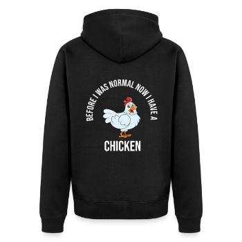 Lustiger Hühner Spruch Huhn - Unisex Premium Bio Zip Hoodie - Schwarz - Hinten - Nico (187cm)