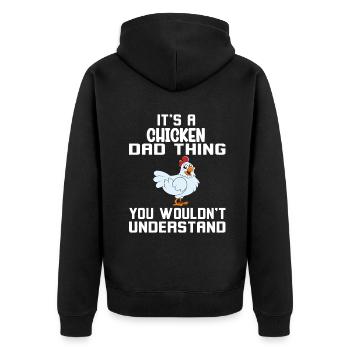 Funny Chicken Saying Chicken - Unisex Premium Organic Zip Hoodie - black - Back - Nico (187cm)