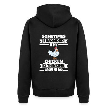 Lustiger Hühner Spruch Huhn - Unisex Premium Bio Zip Hoodie - Schwarz - Hinten - Nico (187cm)