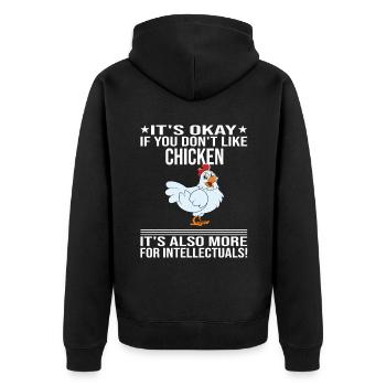 Lustiger Hühner Spruch Huhn - Unisex Premium Bio Zip Hoodie - Schwarz - Hinten - Nico (187cm)