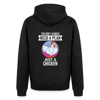 Lustiger Hühner Spruch Huhn - Unisex Premium Bio Zip Hoodie - Schwarz - Hinten - Nico (187cm)
