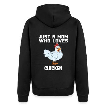 Lustiger Hühner Spruch Huhn - Unisex Premium Bio Zip Hoodie - Schwarz - Hinten - Nico (187cm)