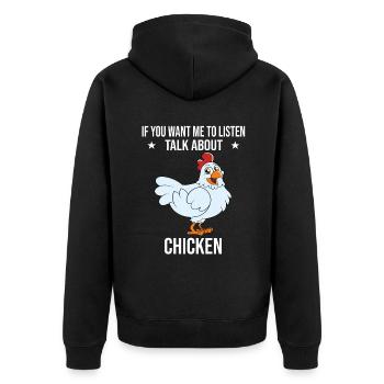 Lustiger Hühner Spruch Huhn - Unisex Premium Bio Zip Hoodie - Schwarz - Hinten - Nico (187cm)
