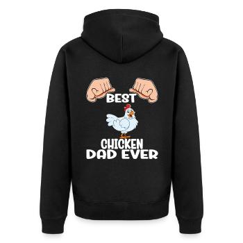 Lustiger Hühner Spruch Huhn - Unisex Premium Bio Zip Hoodie - Schwarz - Hinten - Nico (187cm)