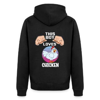 Lustiger Hühner Spruch Huhn - Unisex Premium Bio Zip Hoodie - Schwarz - Hinten - Nico (187cm)