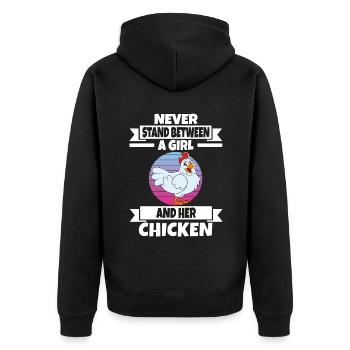 Lustiger Hühner Spruch Huhn - Unisex Premium Bio Zip Hoodie - Schwarz - Hinten - Nico (187cm)