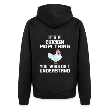 Lustiger Hühner Spruch Huhn - Unisex Premium Bio Zip Hoodie - Schwarz - Hinten - Nico (187cm)